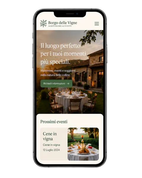 Anteprima mobile del sito web rinnovato