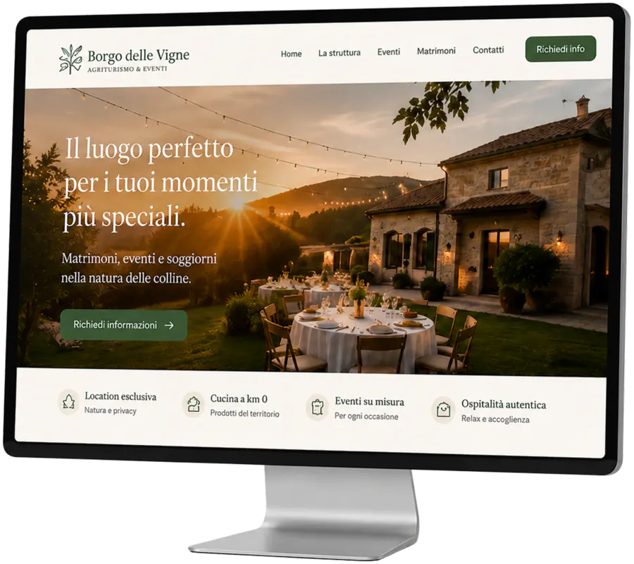 Anteprima del sito web rinnovato su monitor